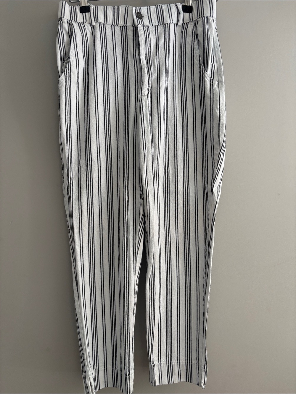 Hollister White Pants with Black Pinstripes